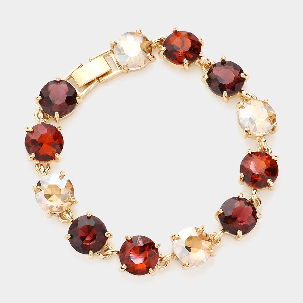 Round Stone Link Evening Bracelet: AB,Aqua