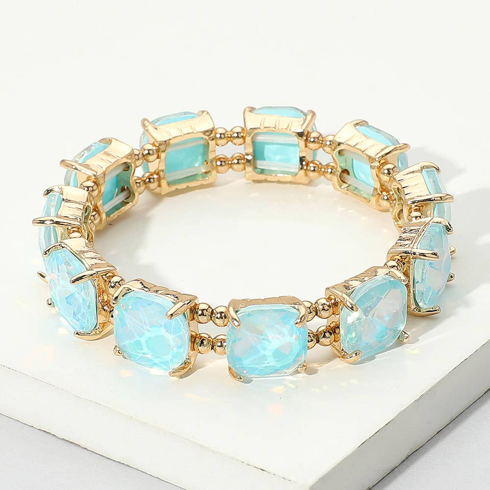 Cushion Square Stone Stretch Evening Bracelet: GCL