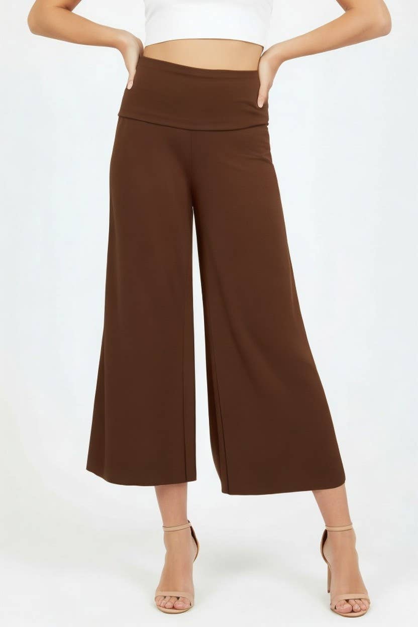 P-84429-JY2 The wide, fold-over waistband gaucho pants