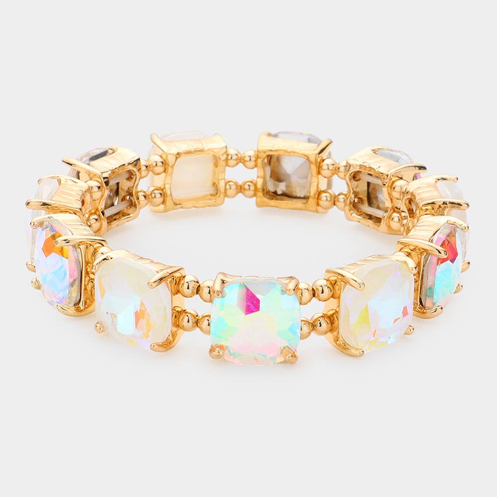Cushion Square Stone Stretch Evening Bracelet: GCL