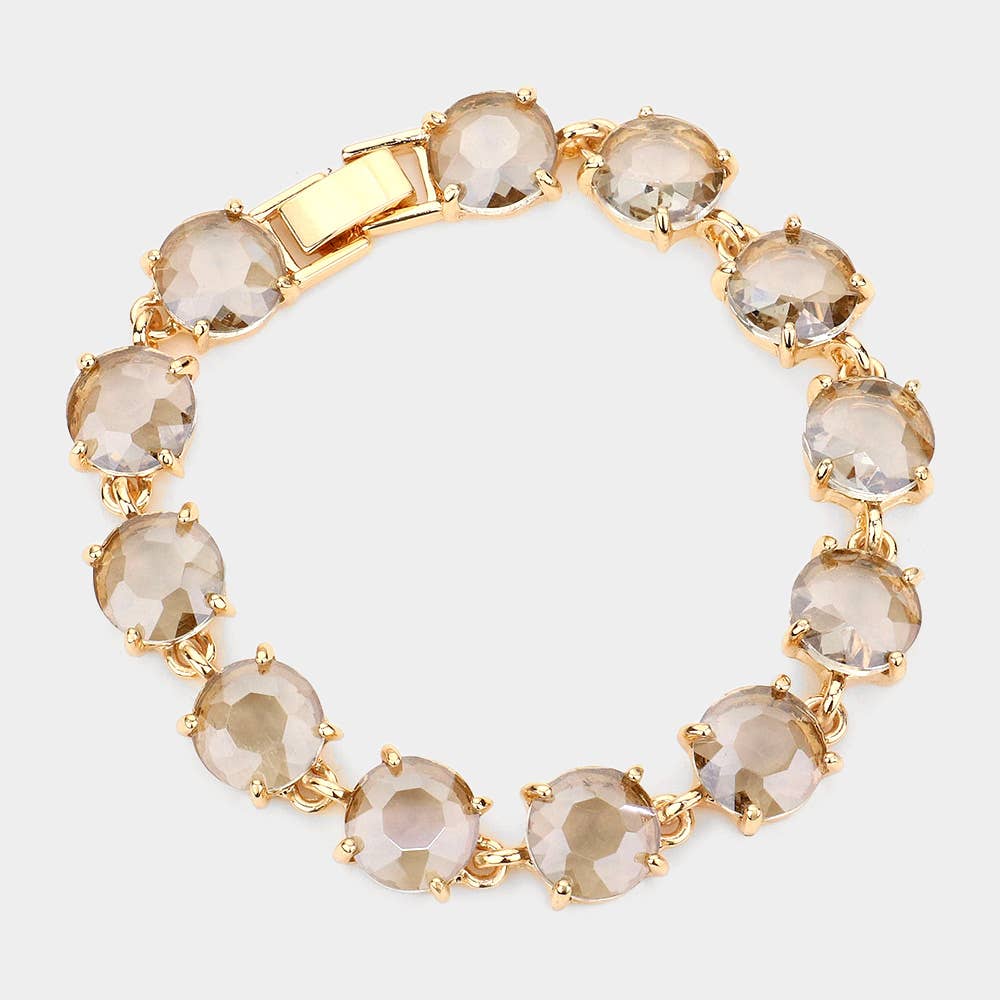 Round Stone Link Evening Bracelet: AB,Aqua