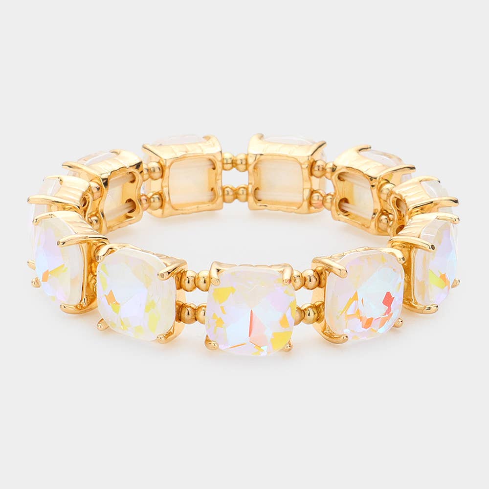 Cushion Square Stone Stretch Evening Bracelet: GCL