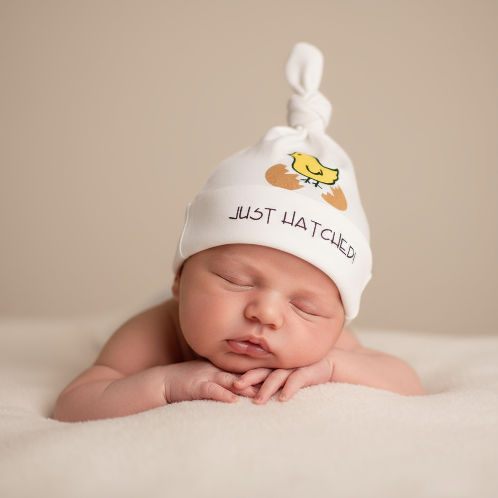 Just Hatched Short Sleeve Romper & hat Gift Set