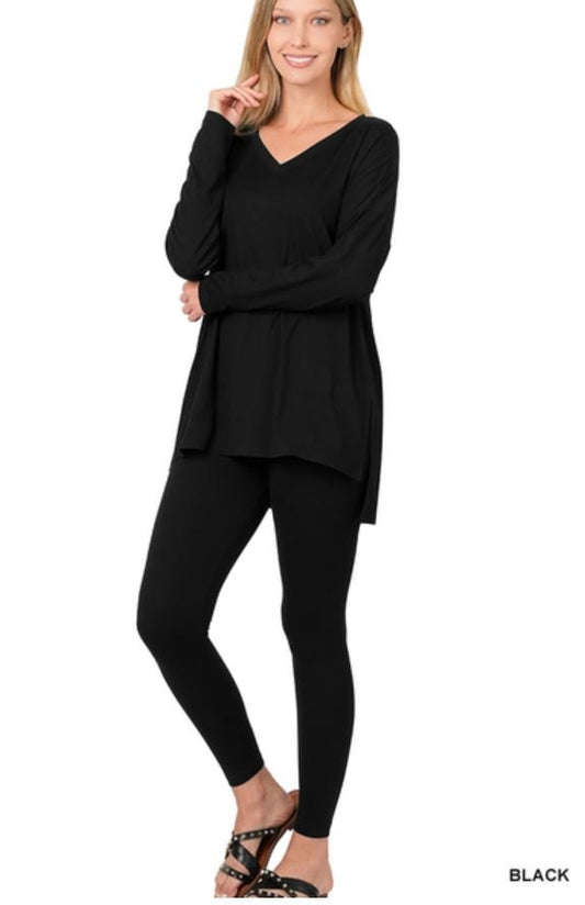 Brushed Microfiber Loungewear Set Black