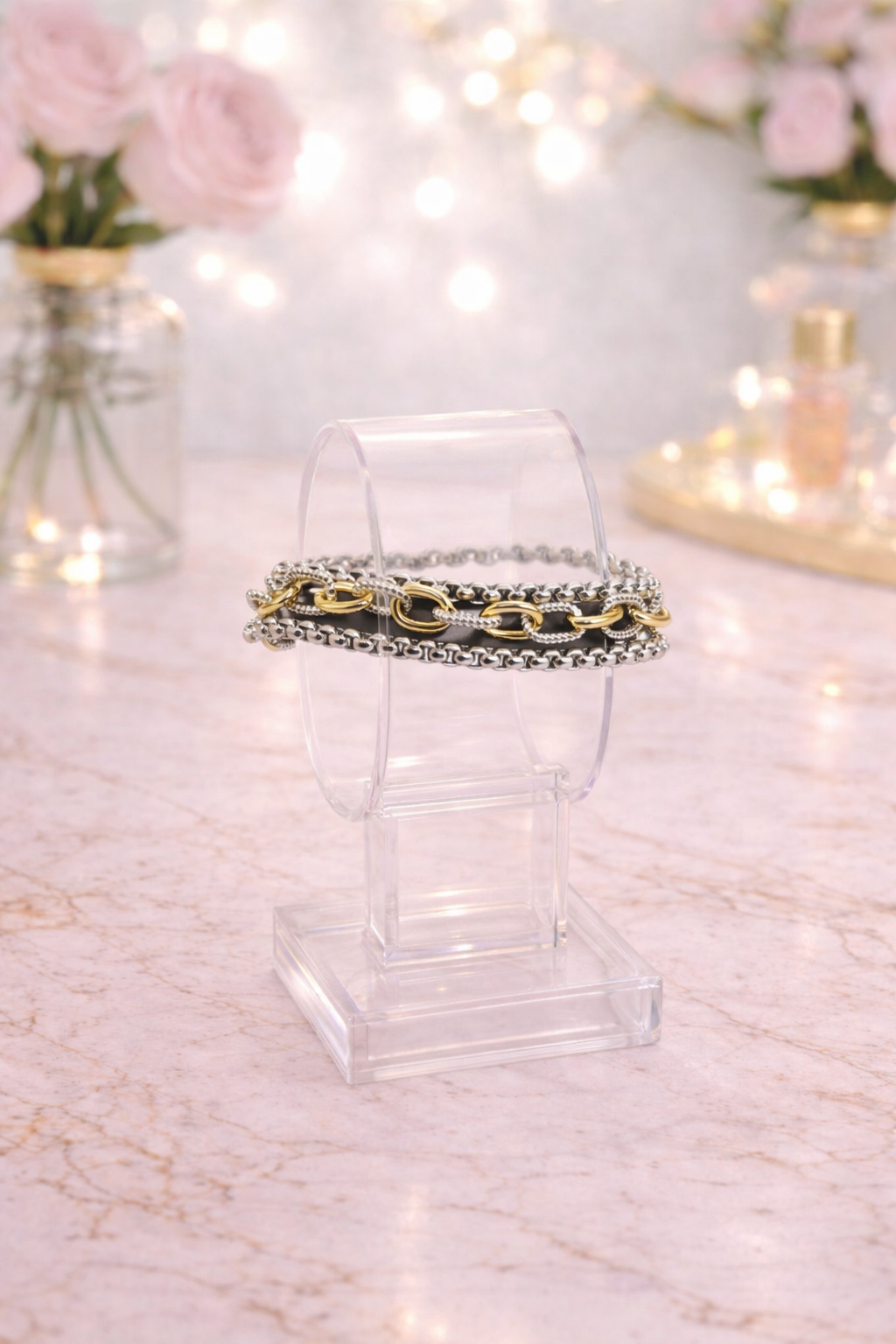 Mix Metal Link Bracelet Stack