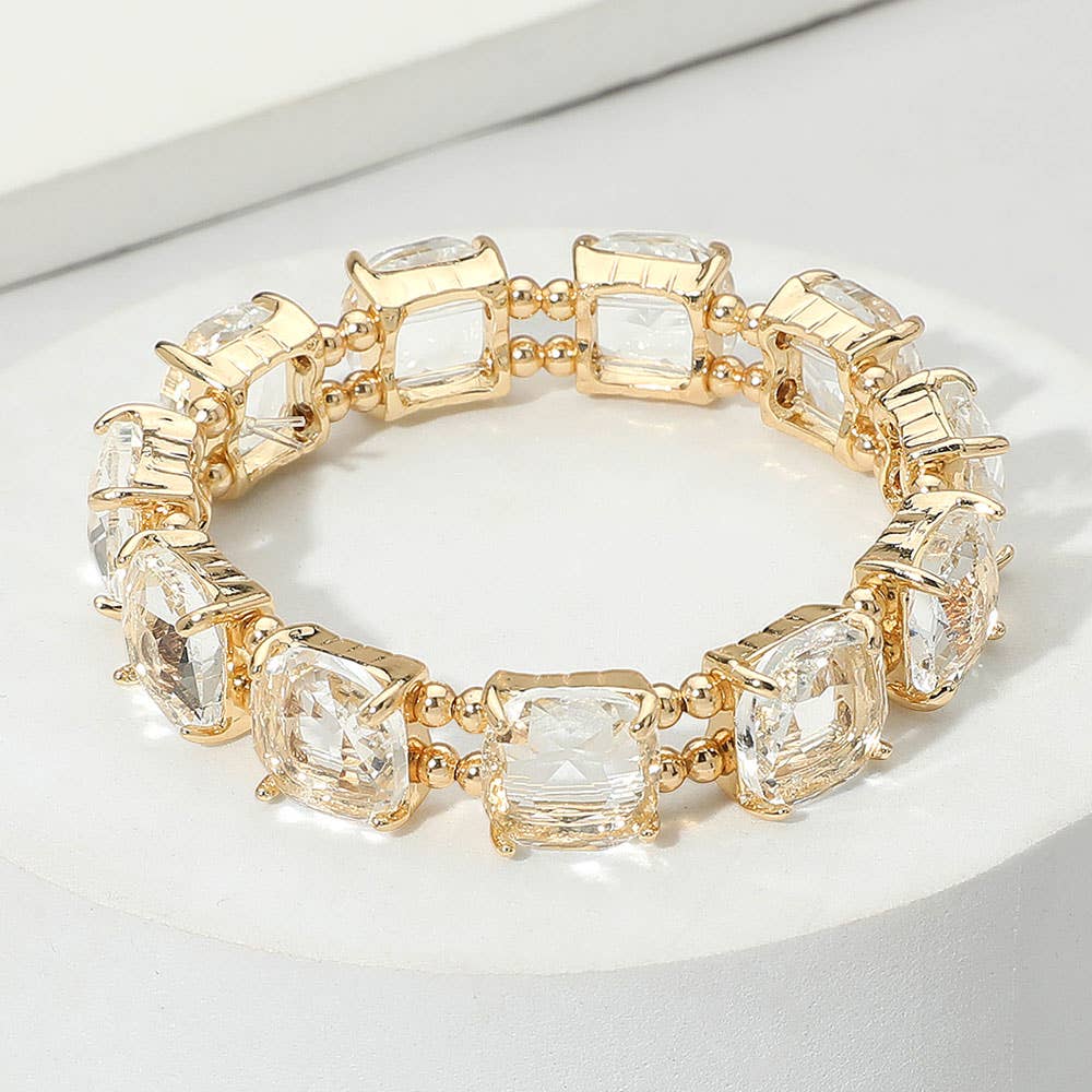 Cushion Square Stone Stretch Evening Bracelet: GCL