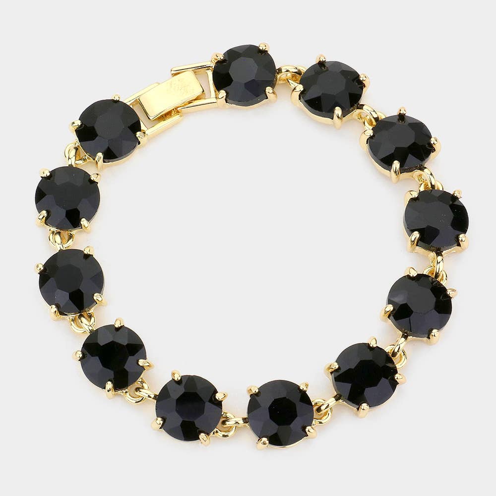 Round Stone Link Evening Bracelet: AB,Aqua