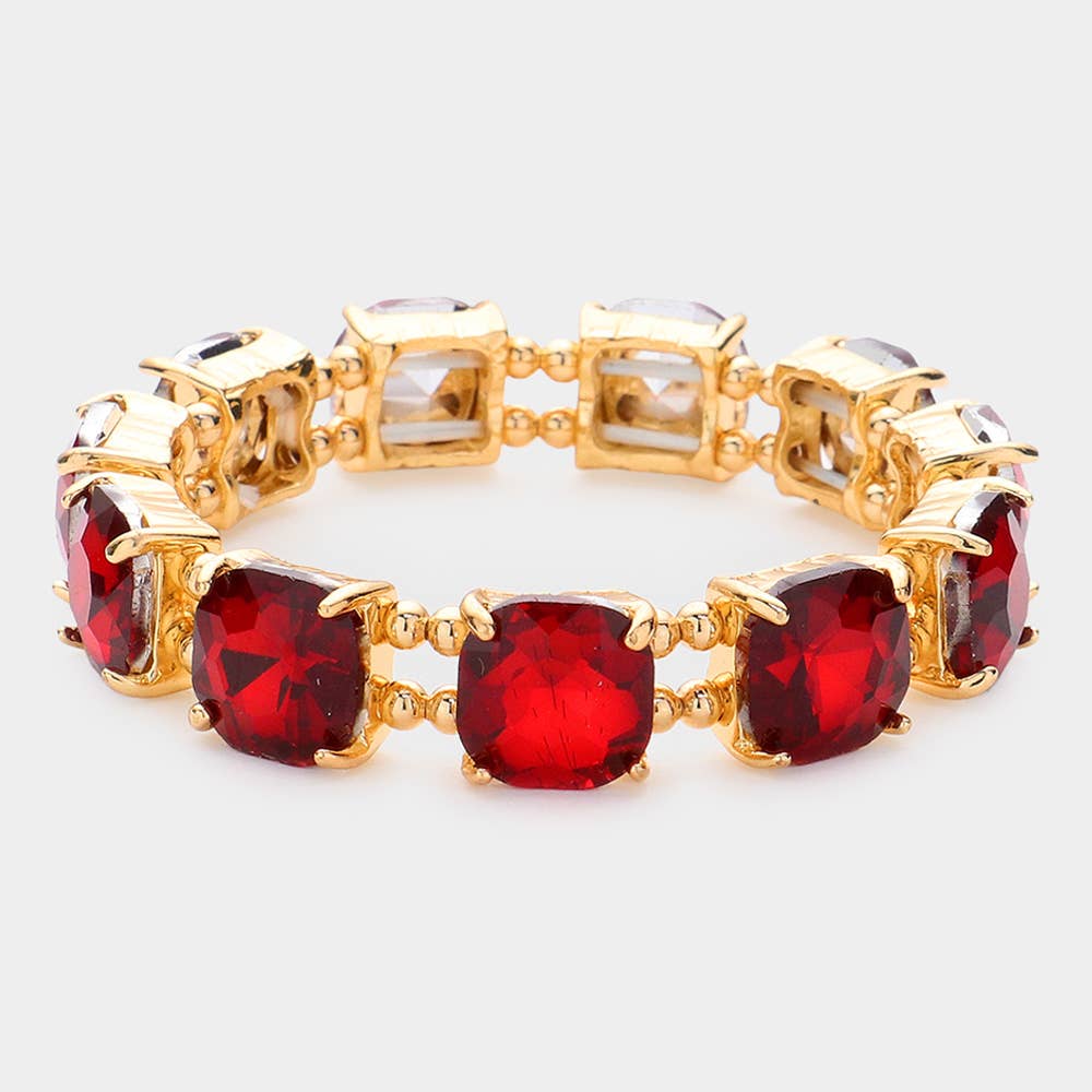 Cushion Square Stone Stretch Evening Bracelet: GCL