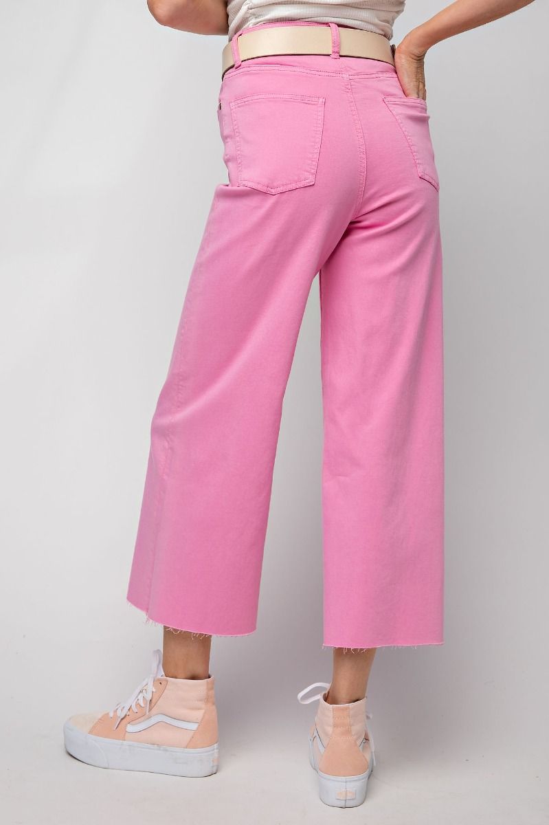 Gia Button Front Stretch Pants Barbie Pink