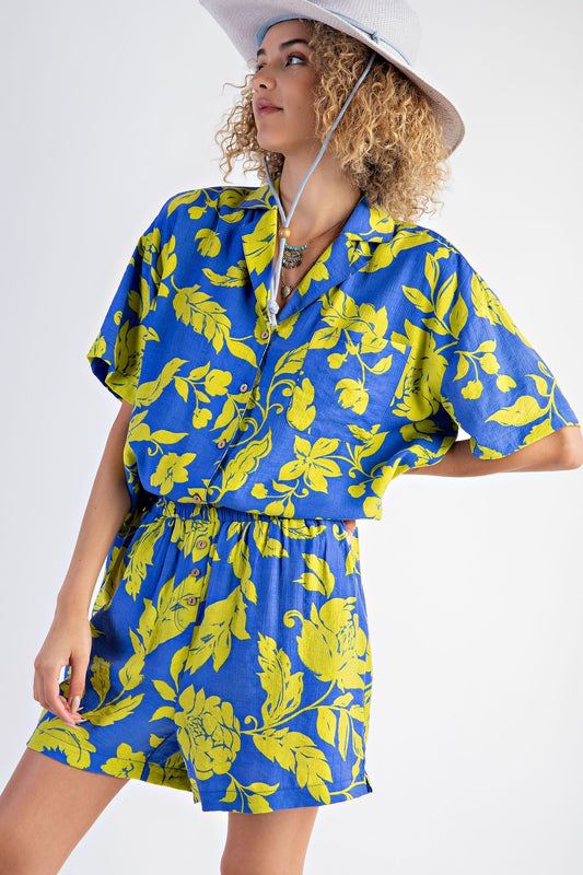 Solana Tropical Shorts Peri Blue