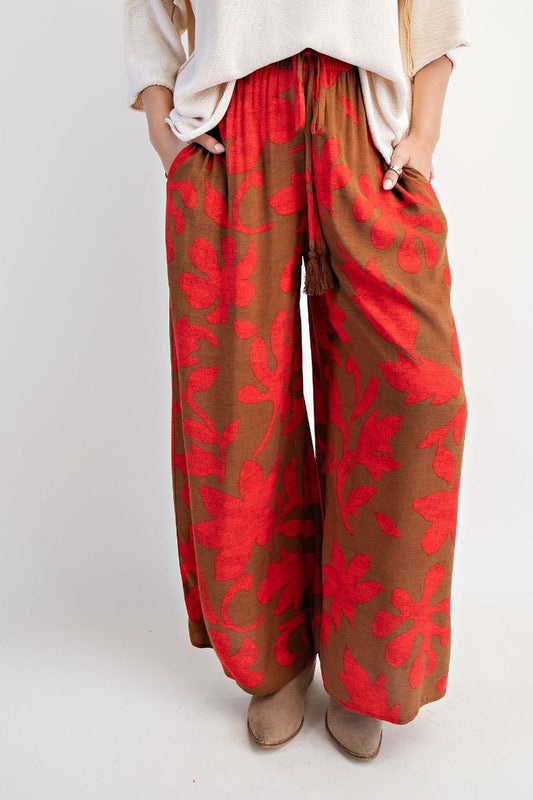 Maile Printed Rayon Challis Smocked Waist Pants