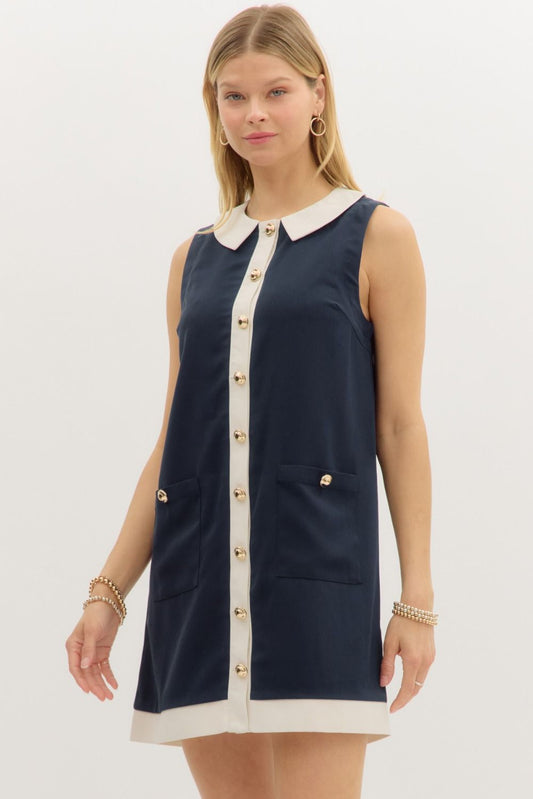 Lilly Sleeveless Mini Dress Navy