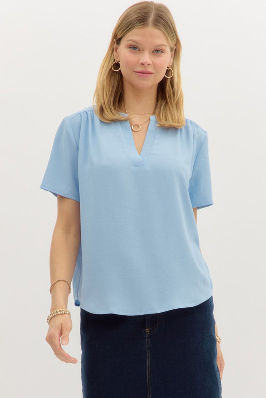 Erica V-Neck Top Blue
