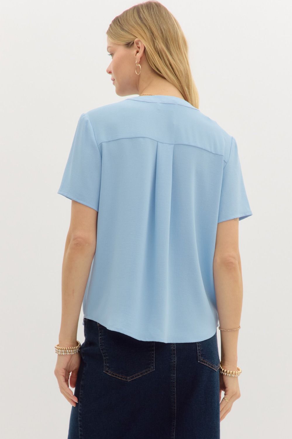 Erica V-Neck Top Blue