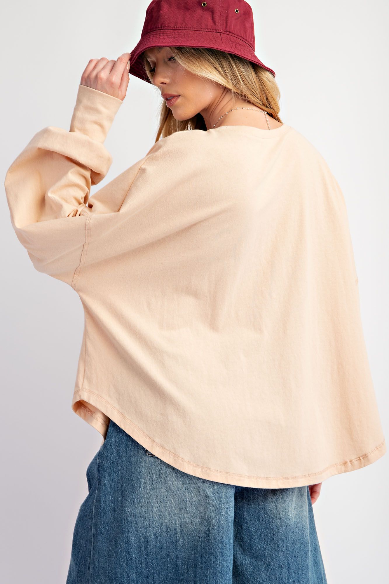 June Boot Patch Jersey Knit Top Apricot