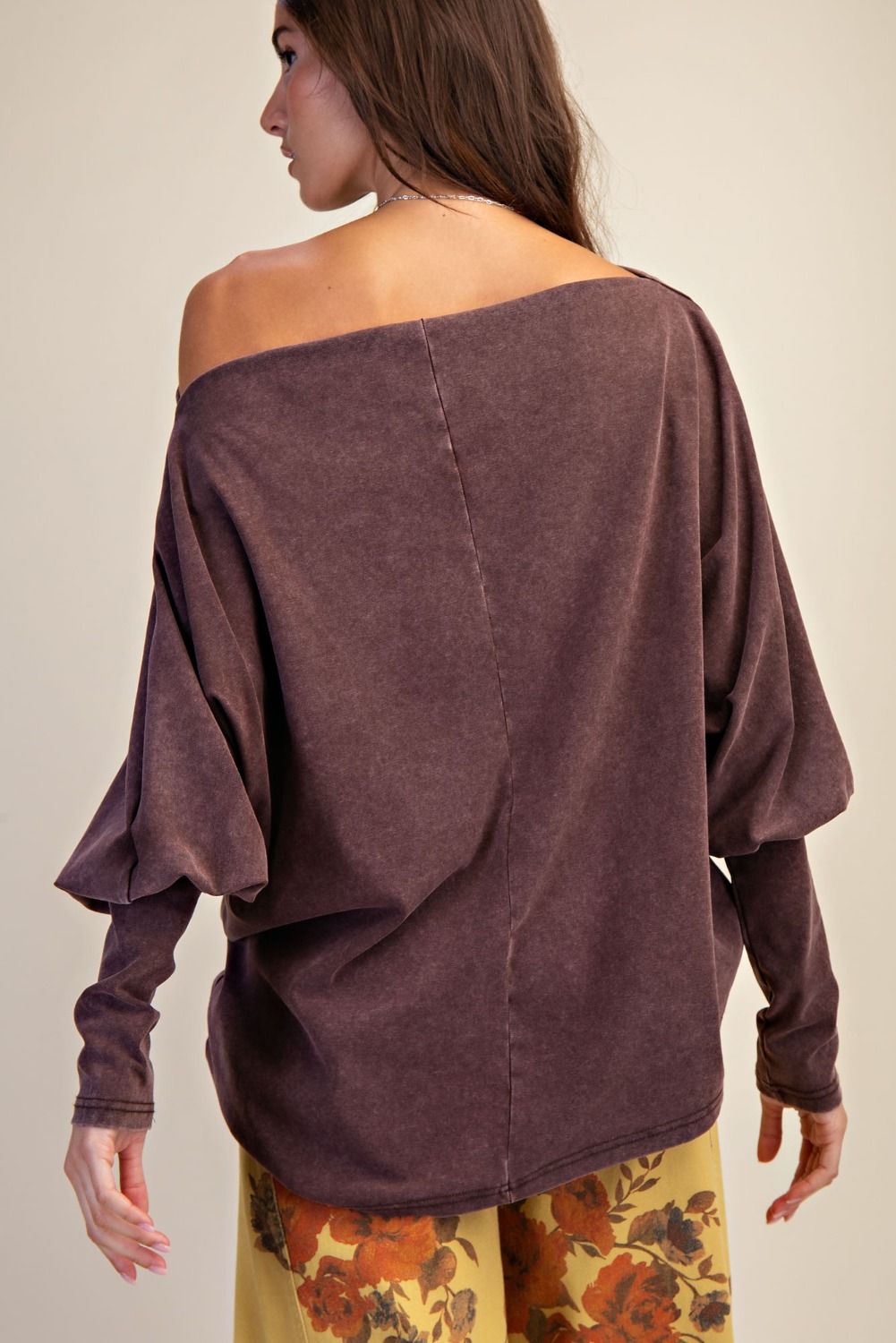 Marlo One Shoulder Mocha Washed Top