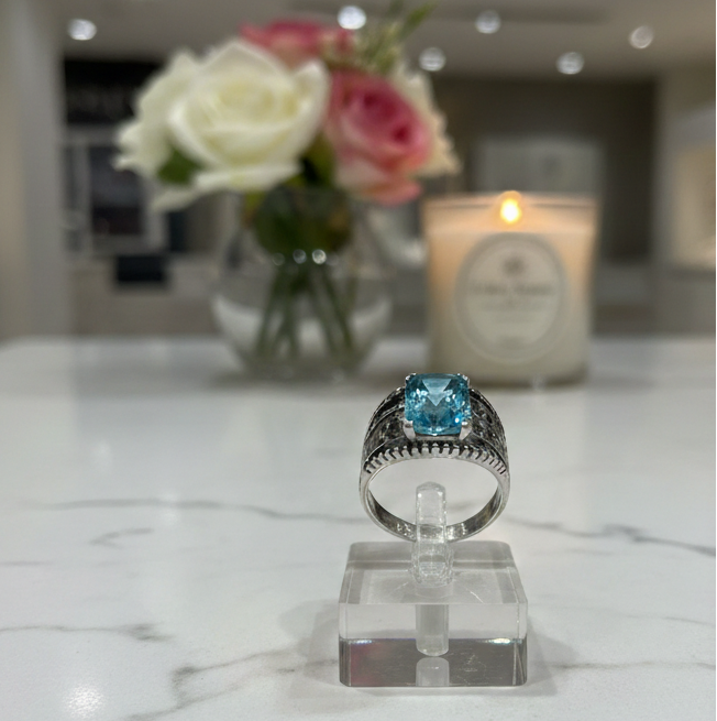 Blue Silver Ring