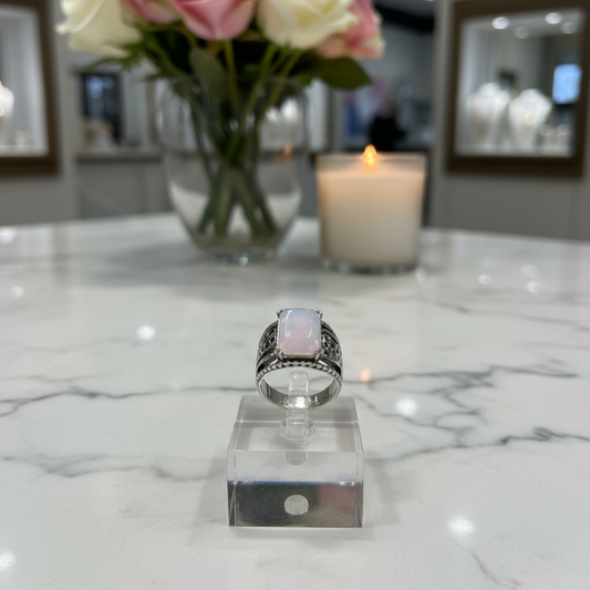 Pink Opal Silver Ring