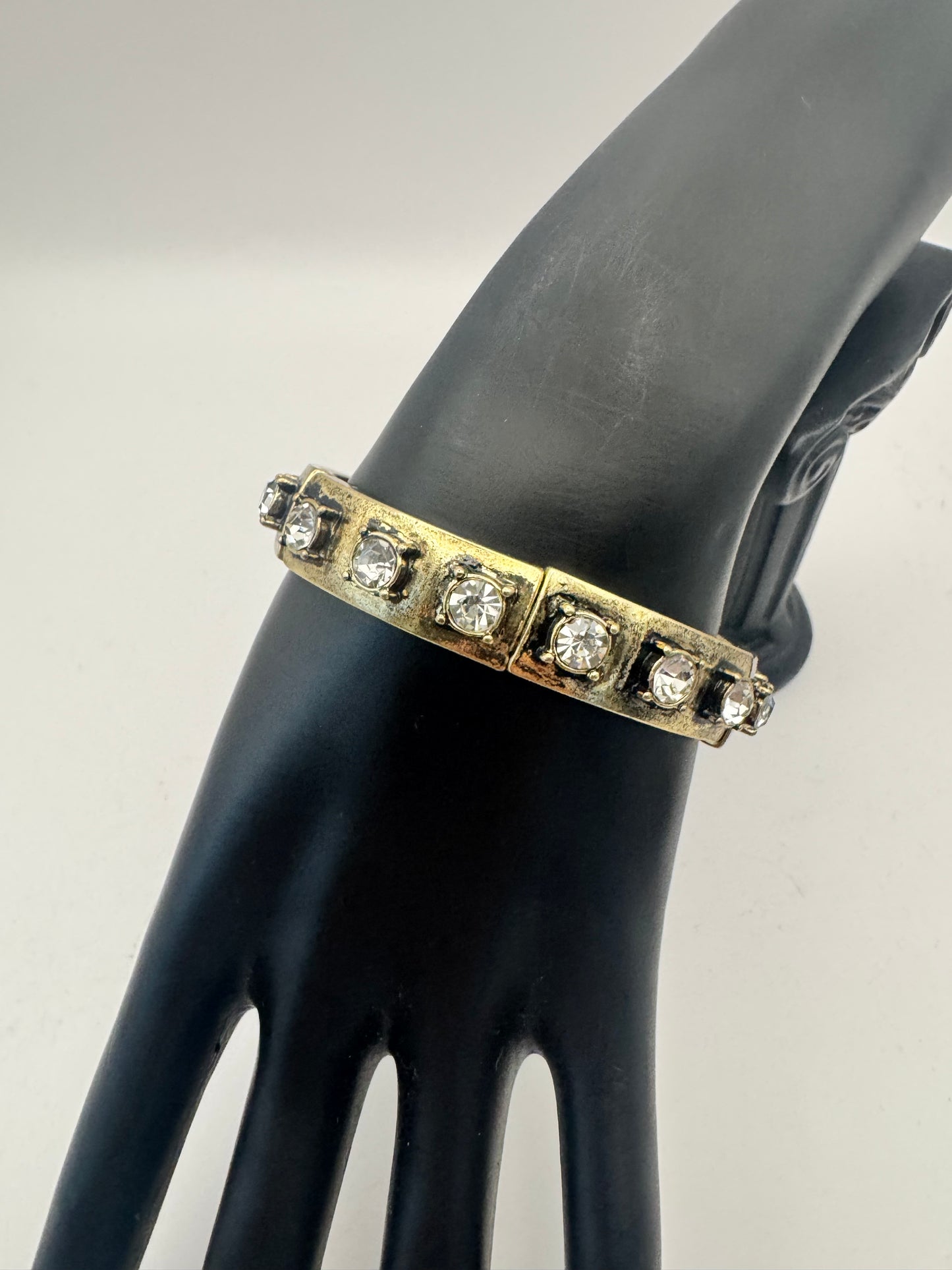 Burnished Gold Clear Crystal Bracelet