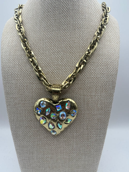 AB Stone Gold Heart Necklace
