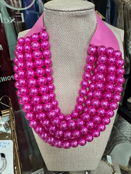7 Strand Hot Pink Magnetic Necklace