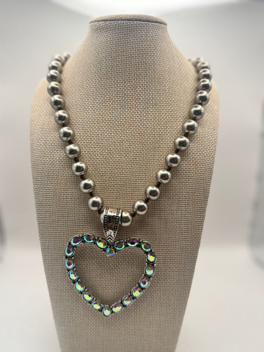 Volcano Heart on Inspired Navajo Pearl Necklace