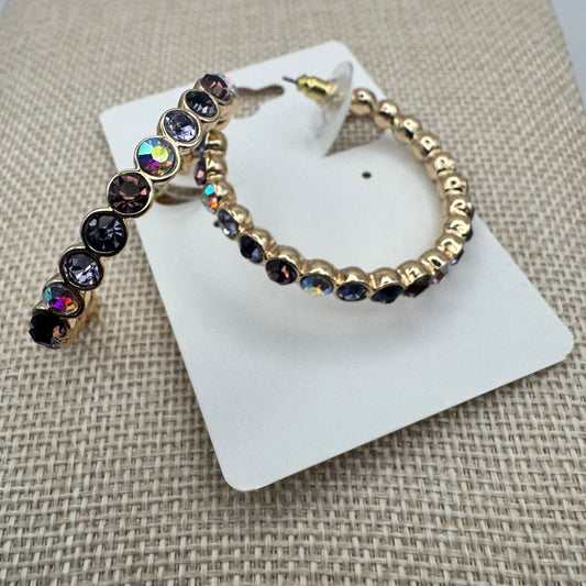 Multi Stone Hoop Earrings