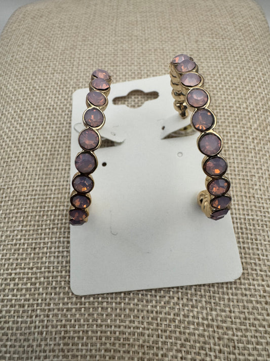 Pink Opal Hoop Earrings
