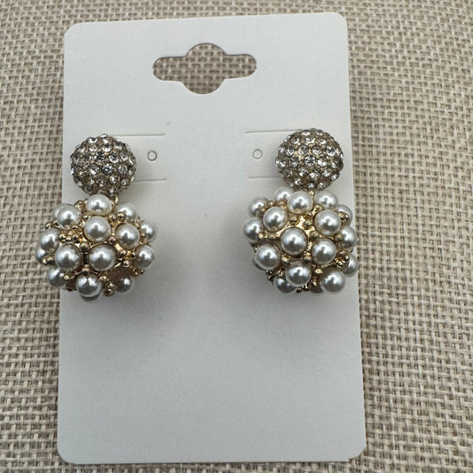 Pearl and Crystal Cluster Earrings