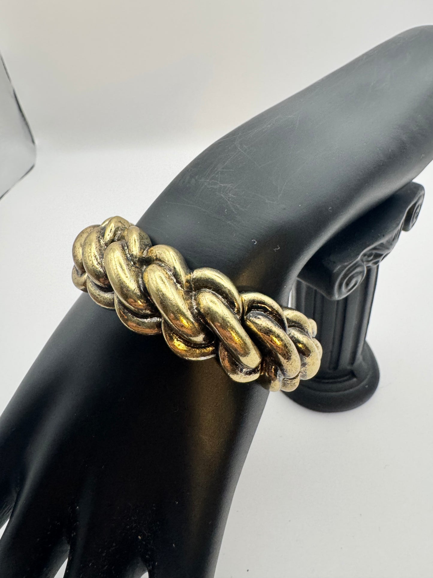 Large Gold Braided Stretch Bracelet