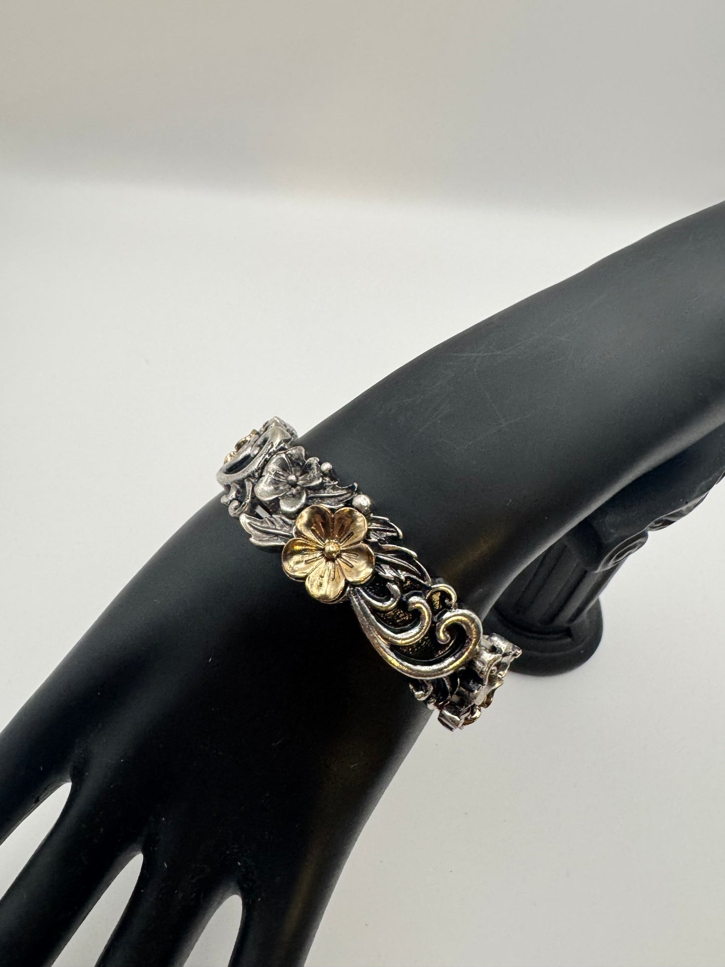Mixed Metal Floral Bracelet