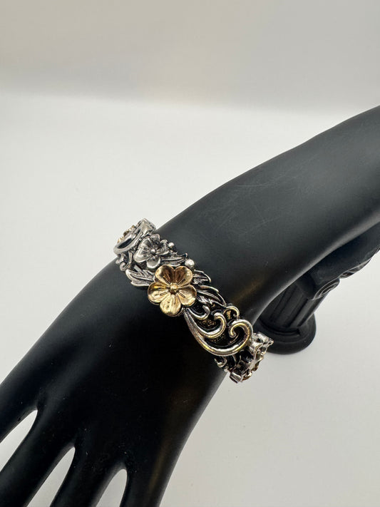 Mixed Metal Floral Bracelet