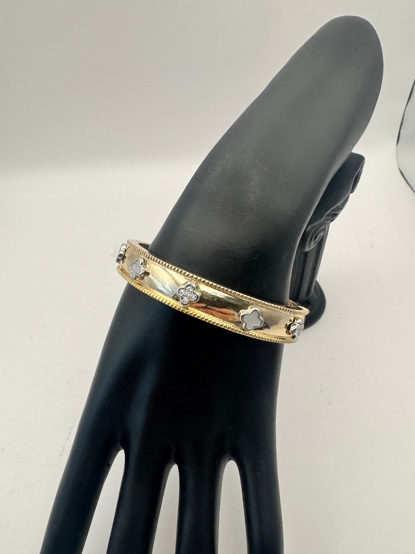Crystal and Mother of Pearl Gold Bracelet