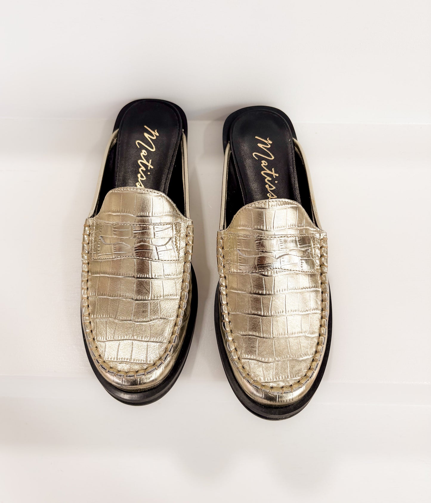Tasha Loafer Mule in Gold