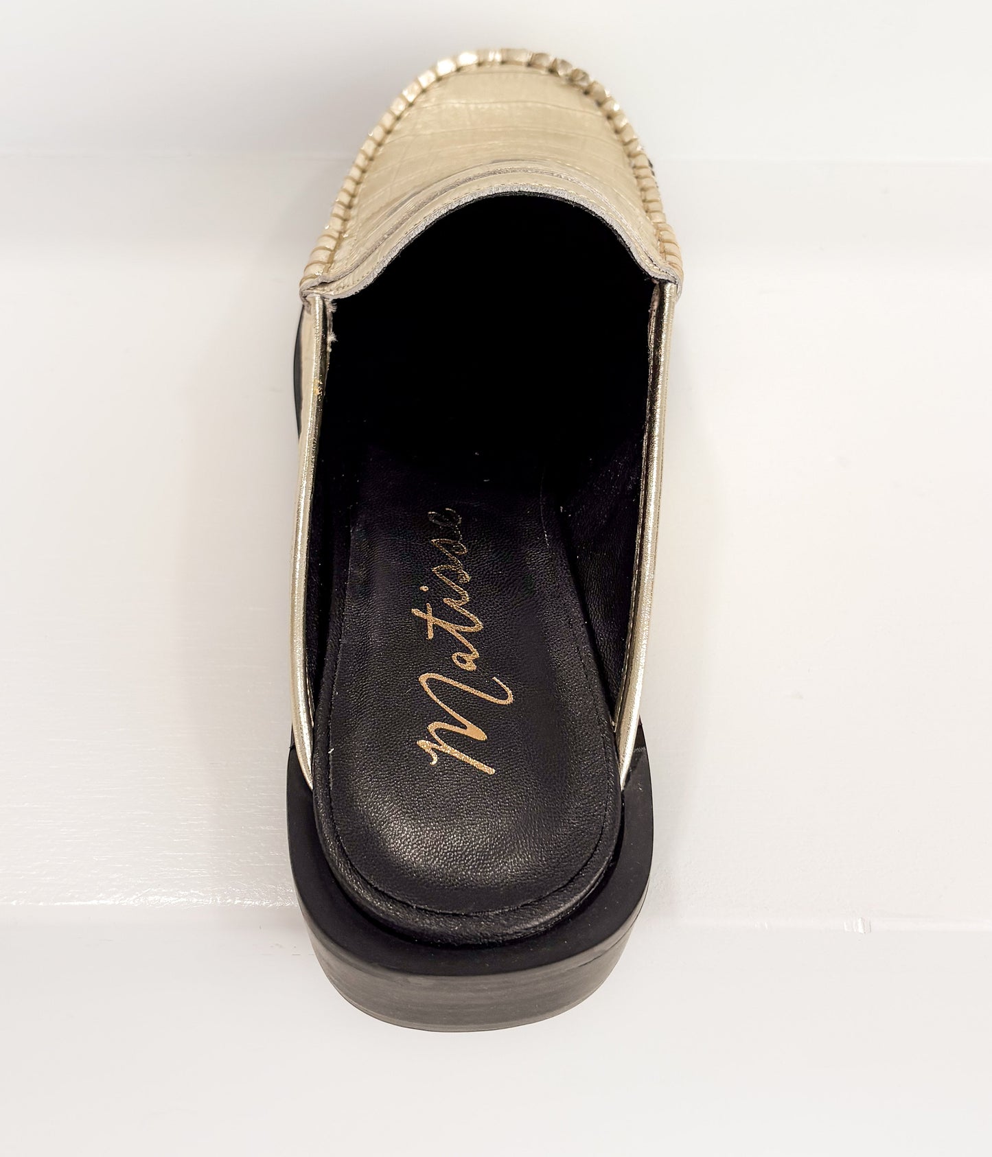 Tasha Loafer Mule in Gold